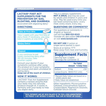 Lactaid Fast Act Caplets - 12 Each