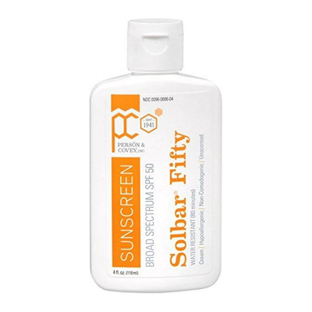 Solbar Sunscreen Broad Spectrum SPF 50 Water Resistant Cream, Unscented 4 Oz