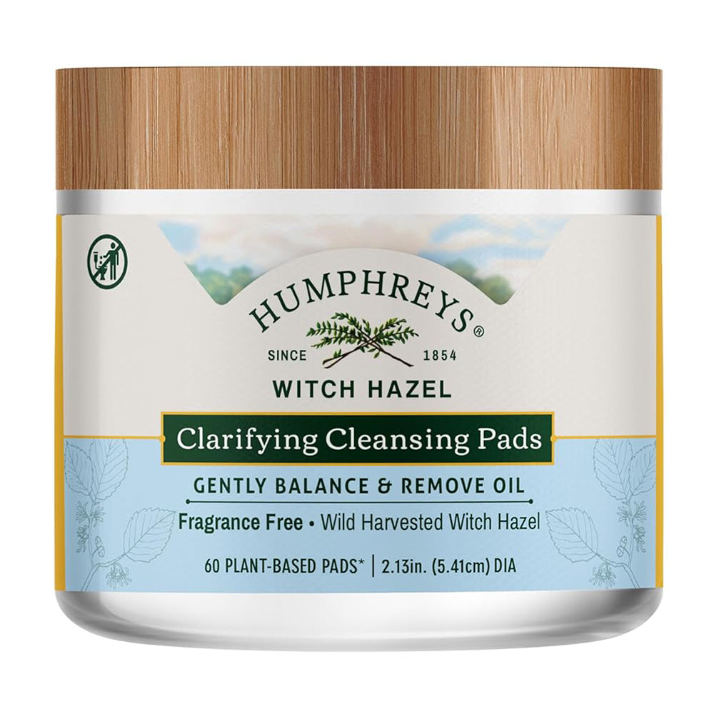Humphreys Witch Hazel Clarifying Cleansing Pads Gently Balance Removes Oil and Impurities Fragrance Free 60Ea