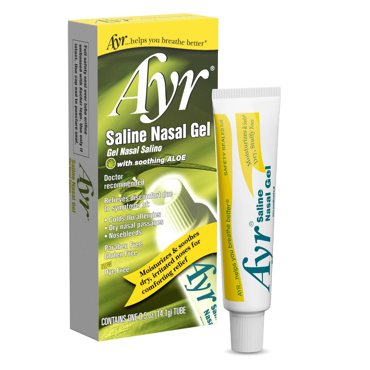 Ayr Saline Non-Medicated Nasal Gel With Aloe Vera - 0.5 Oz (14.1 G) Tube