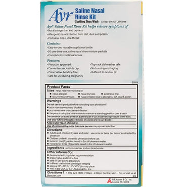 Ayr Saline Sinus Rinse Mix Packets And Applicator With Bottle - 50 Ea