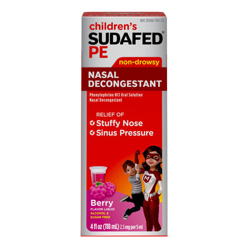 Childrens Sudafed PE Nasal Decongestant, Raspberry Flavored, 4 Oz