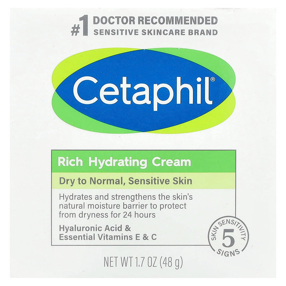 Cetaphil Hydrates Skin Repairs Barrier Hyaluronic Acid and Vitamin B5 Hydrating Night Cream 1.7Oz (48g)