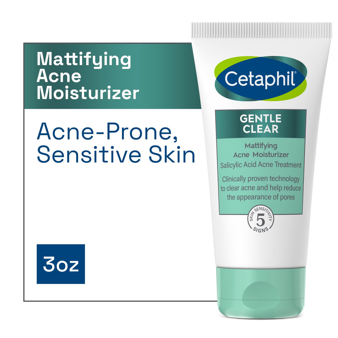 Cetaphil Gentle Clear Mattifying Acne Moisturizer with Salicylic Acid, 3 Oz