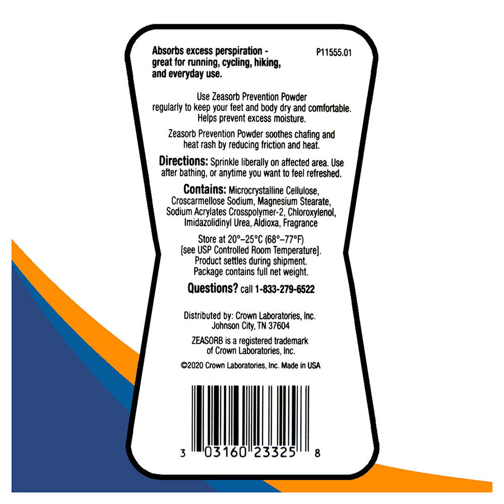 Zeasorb Prevention Foot Super Absorbent Powder Relieves Chafing and Iching, 2.5 Oz