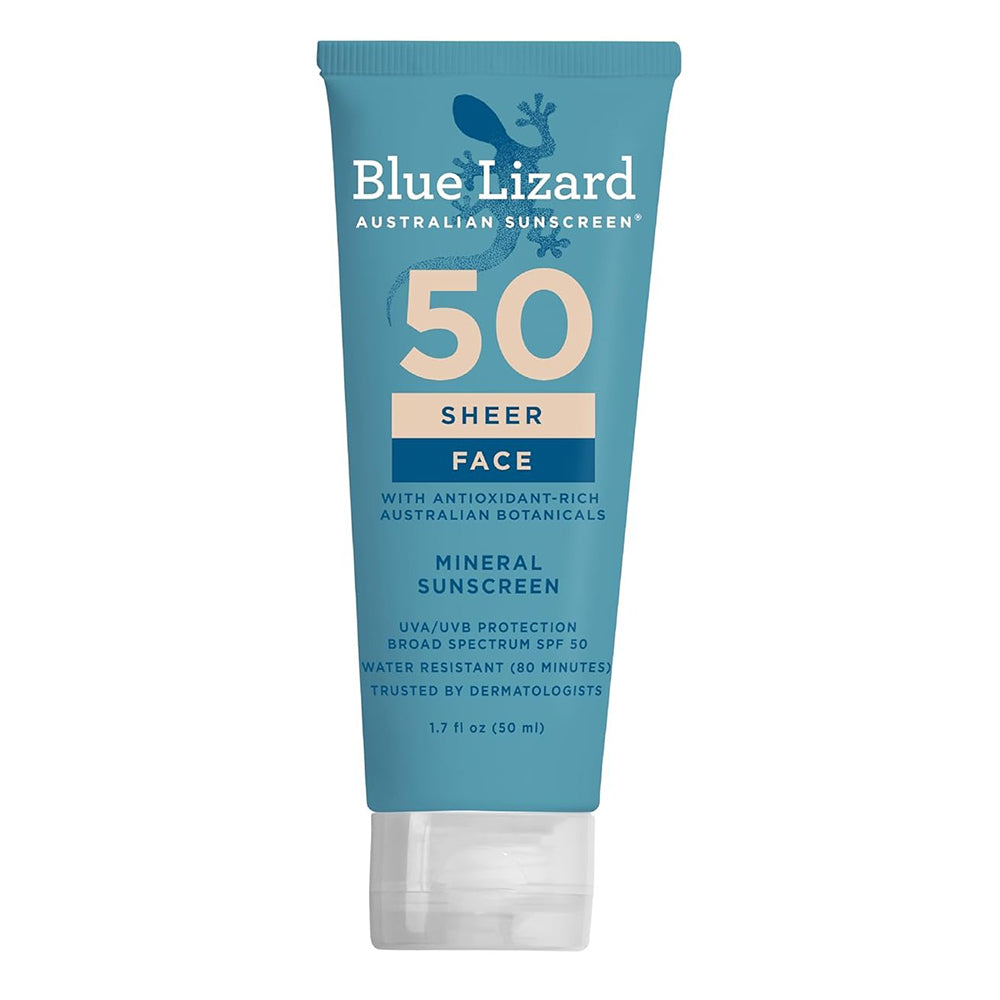 Blue Lizard Mineral SPF 50 Sheer Face Sunscreen Antioxidant Rich Fragrance Free 1.7Oz (50ml)