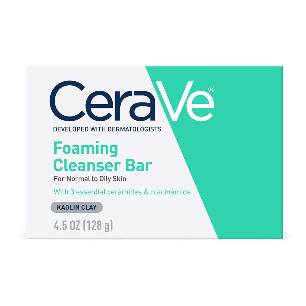 CeraVe Foaming Facial Cleansing Bar, Kaolin Clay, 4.5 Oz