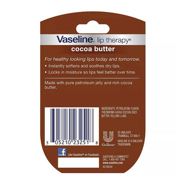 Vaseline Lip Therapy Cocoa Butter - 0.25 Oz, 2 pack