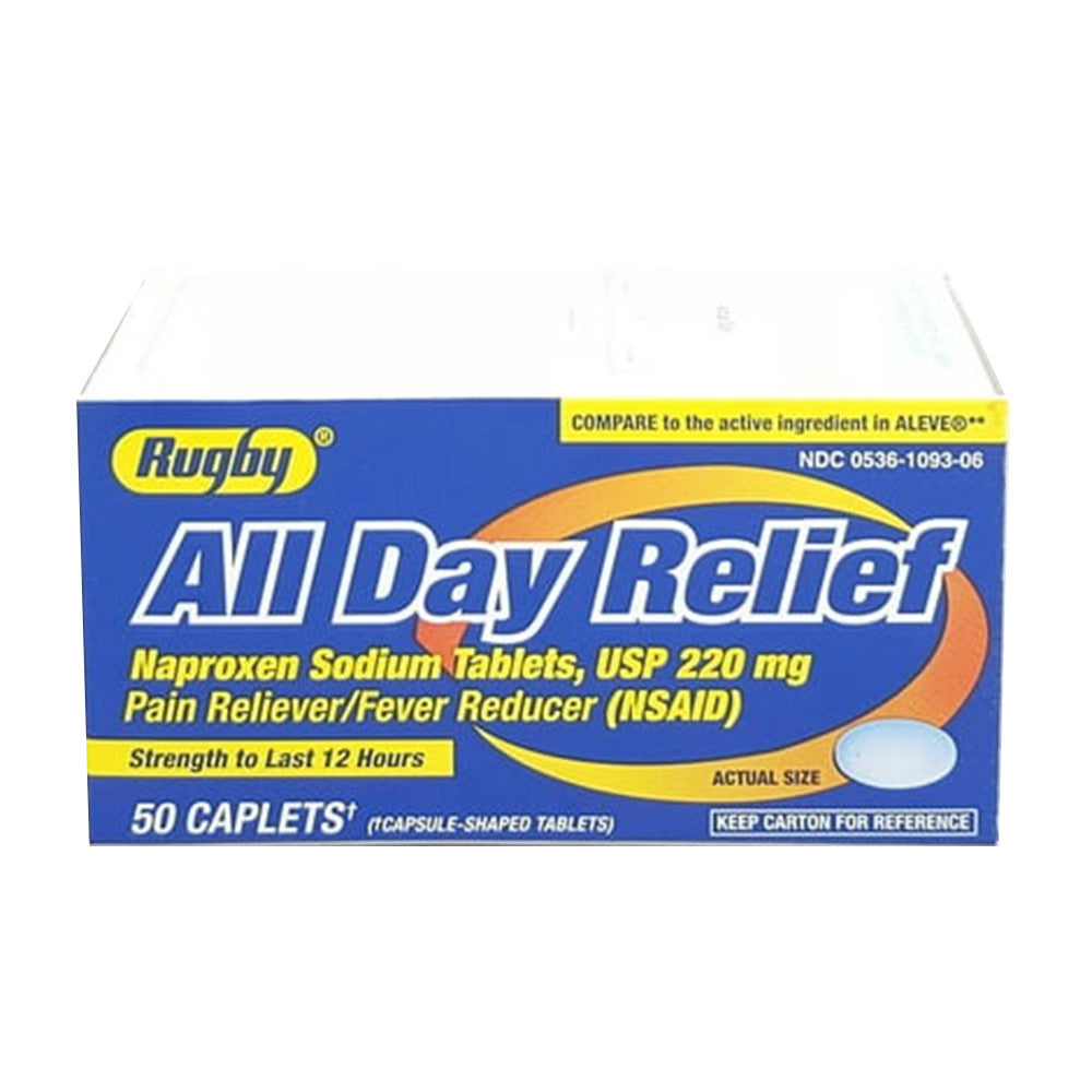 Rugby All Day Relief Naproxen Sodium 220 Mg Caplets, 50 Ea