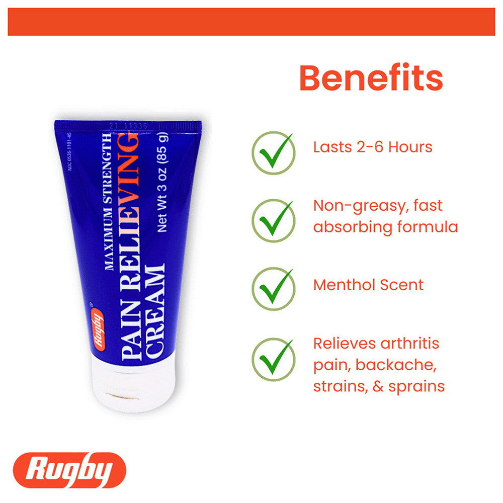 Rugby Maximum Strength Pain Relieving Cream, 3 Oz