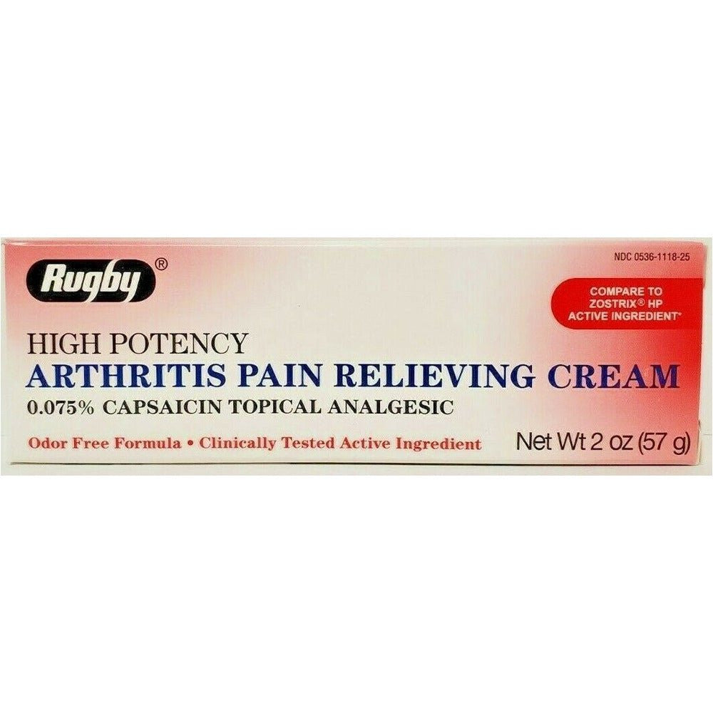 Rugby High Potency 0.075 Percent Capsaicin Arthritis Pain Relieving Cream, 2 Oz