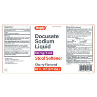 Rugby Docusate Sodium Liquid 50 Mg Stool Softener, Cherry Flavor, 16 Oz