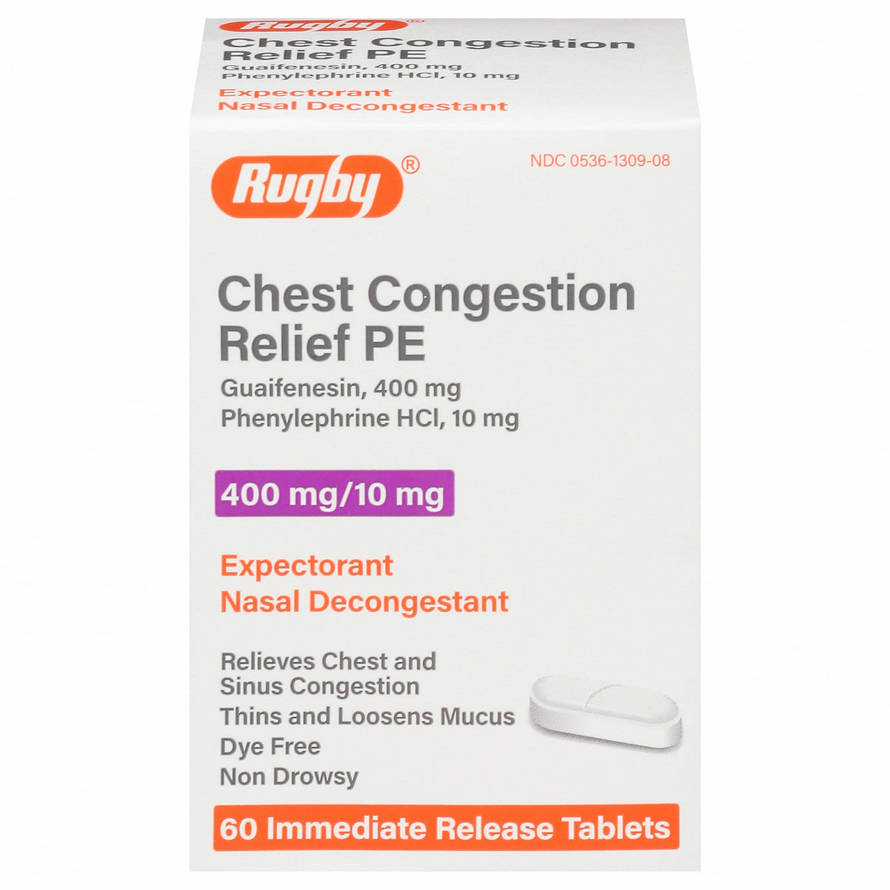 Rugby Chest Congestion Relief PE, 60 Ea