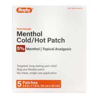 Rugby Extra Strength Topical Analgesic 5% Menthol Cold or Hot Patch, 5 Ea