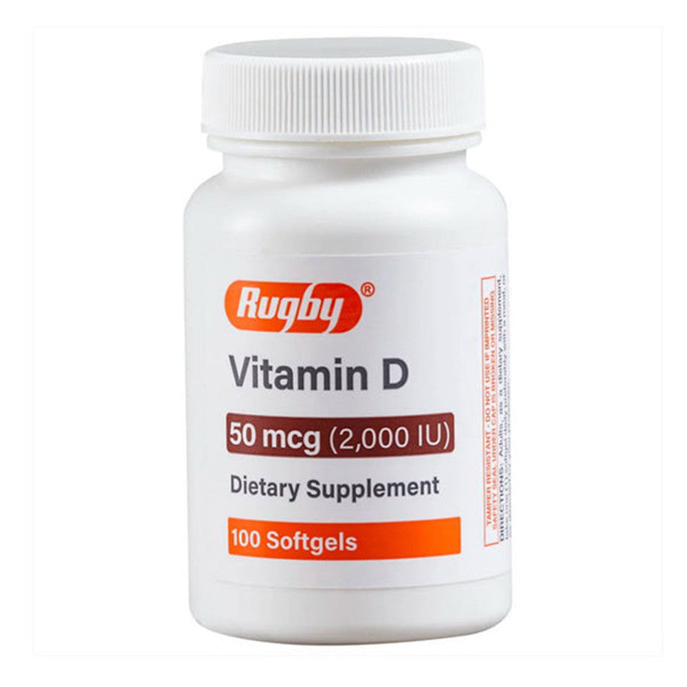 Rugby Vitamin D Dietary Supplement 50 Mcg Softgels, 100 Ea