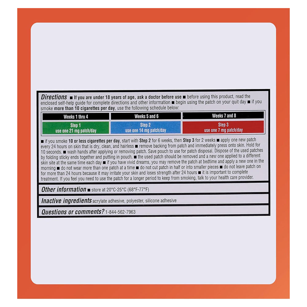 Rugby Step 1 Clear Nicotine Transdermal System 21 mg, Stop Smoking Aid Patches, 14 Ea