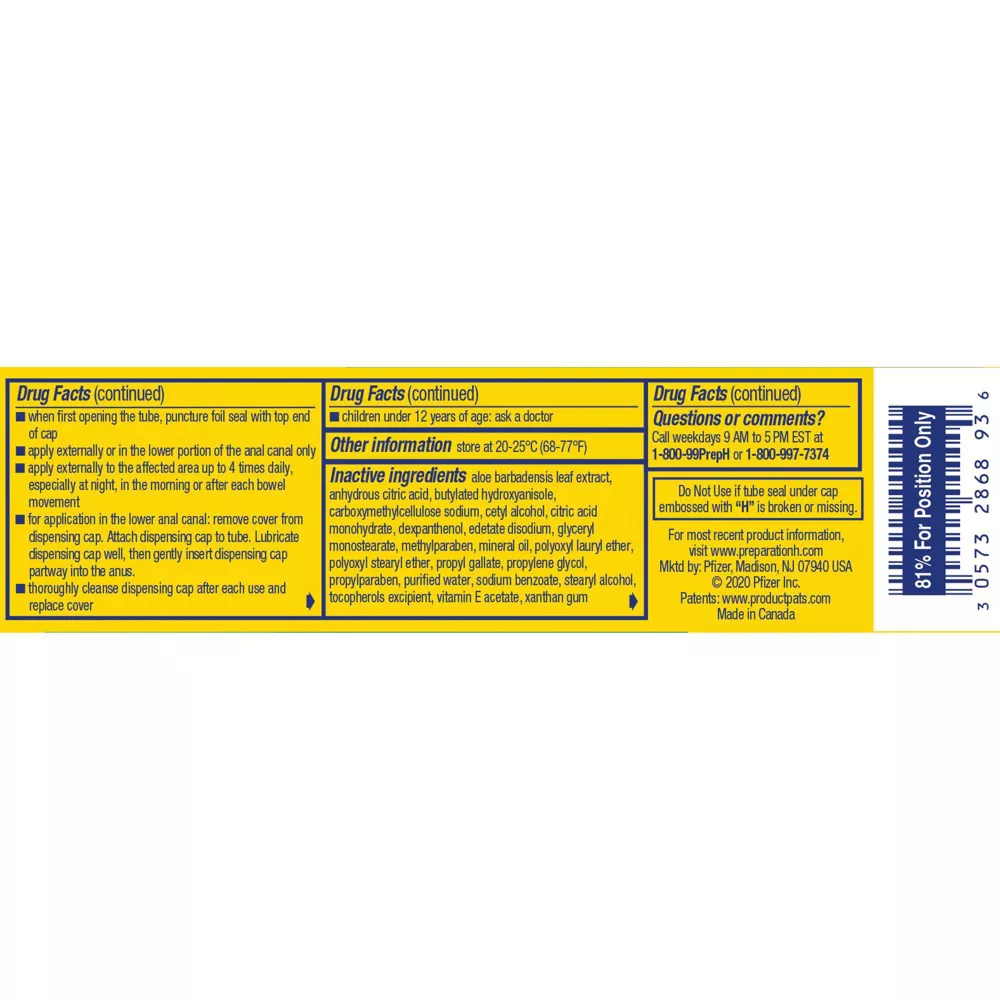 Preparation H Multi Symptoms Relief with Aloe, Hemorrhoidal Cream Tube, 0.9 Oz