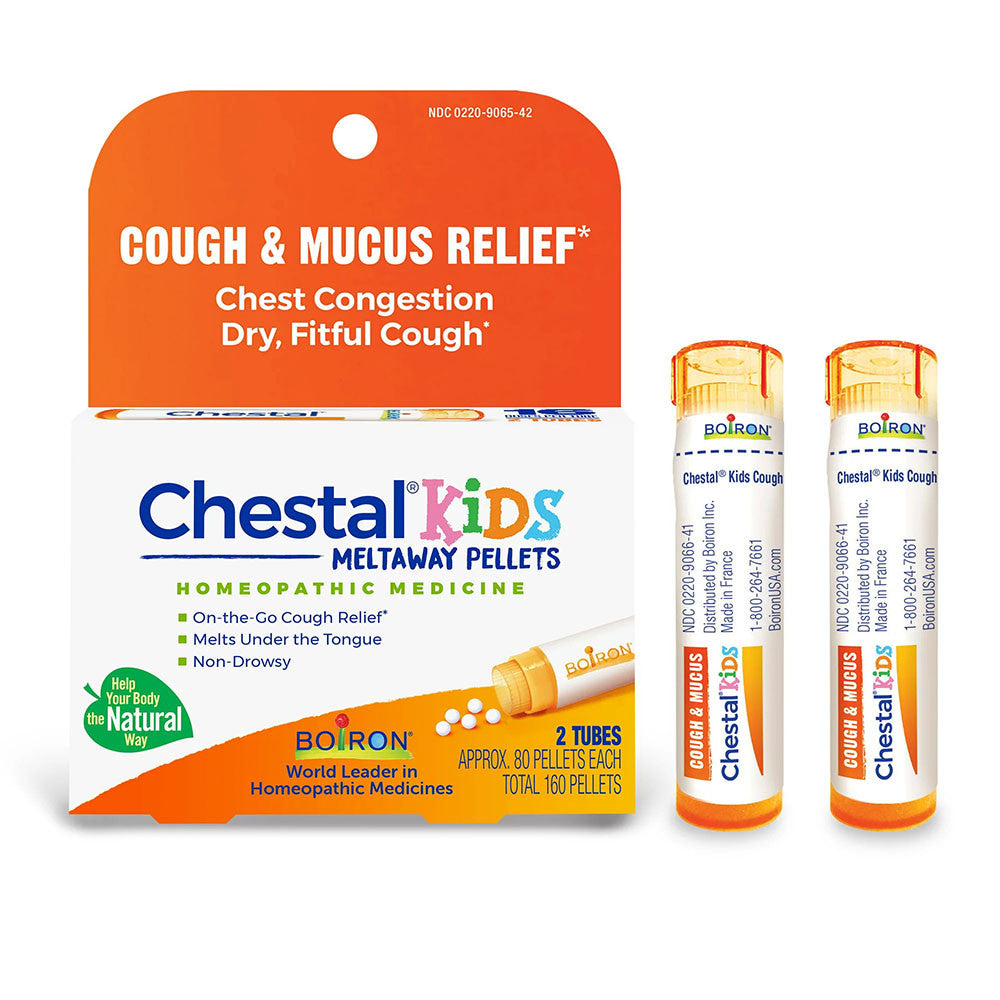 Boiron Chestal Kids Pellets, Homeopathic Medicine for Cough and Mucus Relief and Chest Congestion, 160 Ea