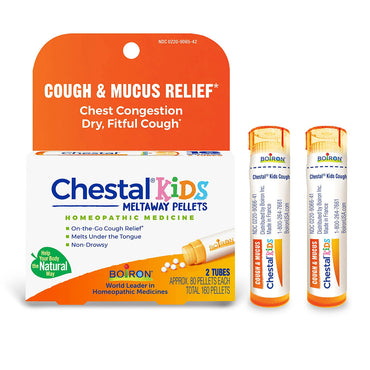 Boiron Chestal Kids Pellets, Homeopathic Medicine for Cough and Mucus Relief and Chest Congestion, 160 Ea
