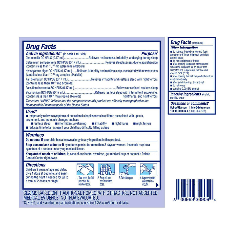 Boiron kids SleepCalm Liquid Doses, Homeopathic Medicine for Restless Sleep, 15 Ea