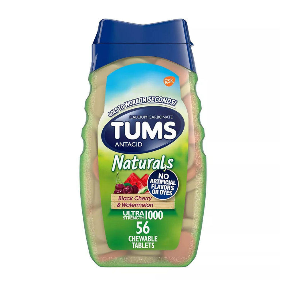 Tums Naturals Ultra Strength Antacid Chewable Tablets,  Black Cherry And Watermelon, 56 Ea