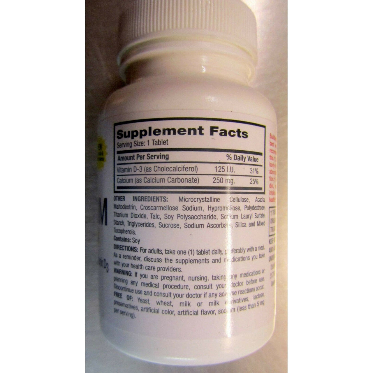 Major Oyster Shell Calcium Supplement Carbonate with Vitamin D Tablets, 250 Mg, 100 Ea