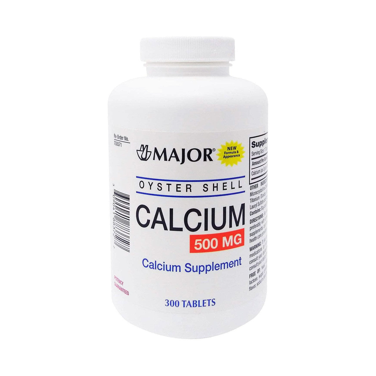 Major Oyster Shell Calcium Supplement 500 Mg Tablet, 300 Ea