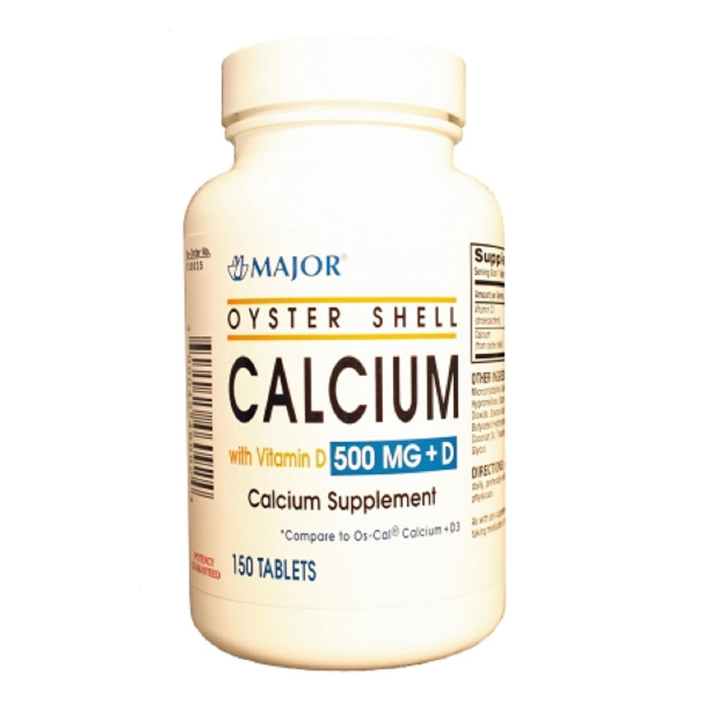 Major Oyster Shell Calcium with Vitamin D Tablets, 500 Mg 200u, 150 Ea