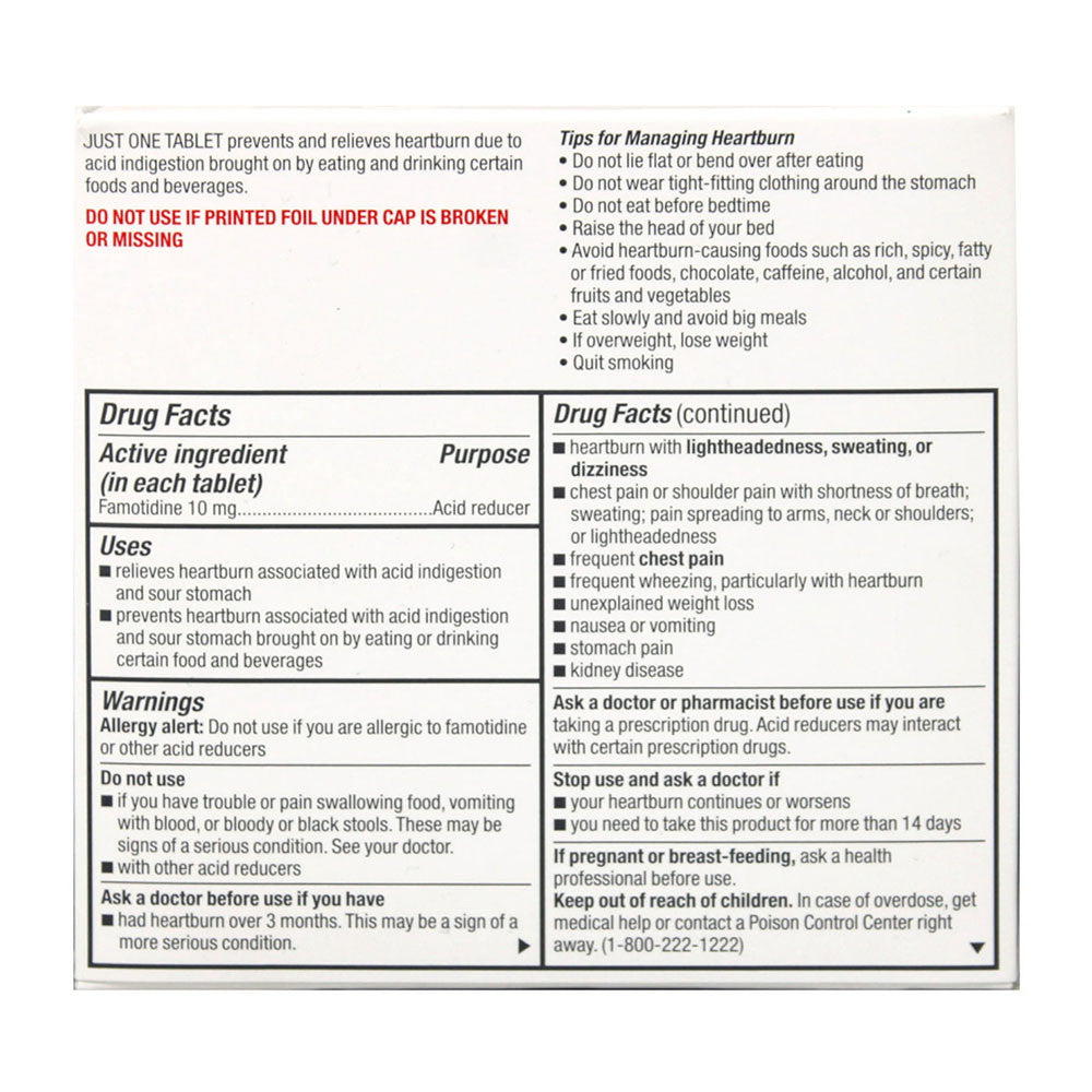 Major Heartburn Relief Famotidine Tablets, 60 Ea