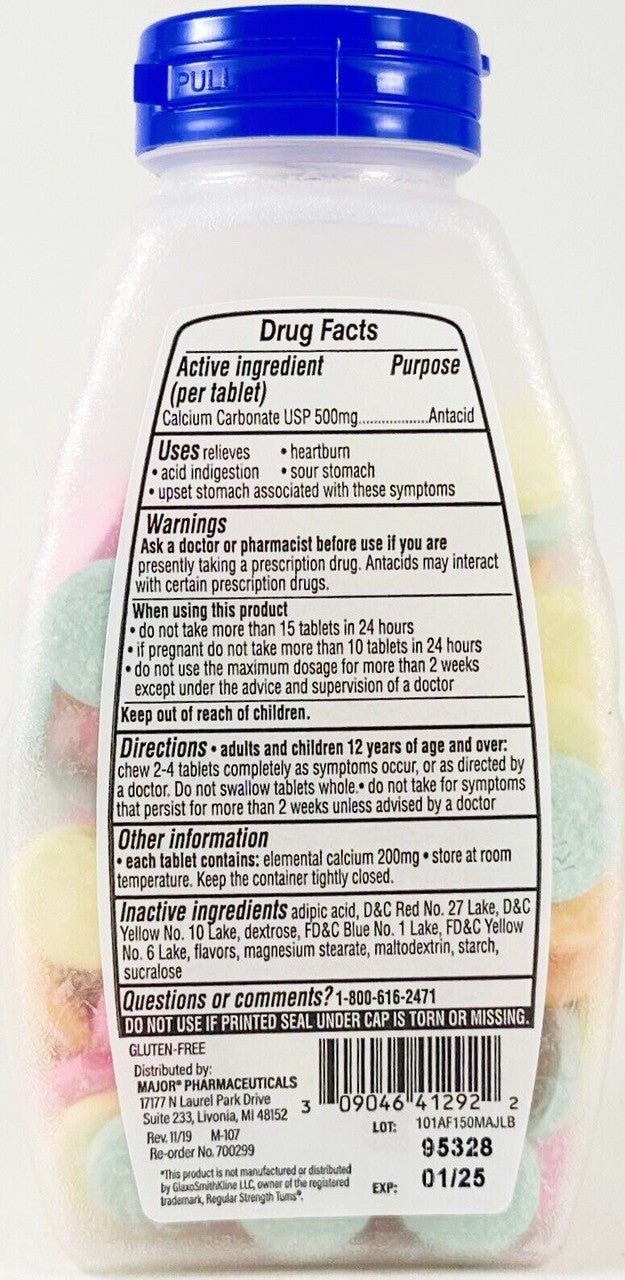 Major Calcium Antacid Tablets Regular Strength, 500 Mg, 150 Ea