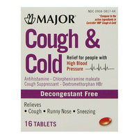 Major Cough And Cold Tablets For People With High Blood Pressure, 16 Ea