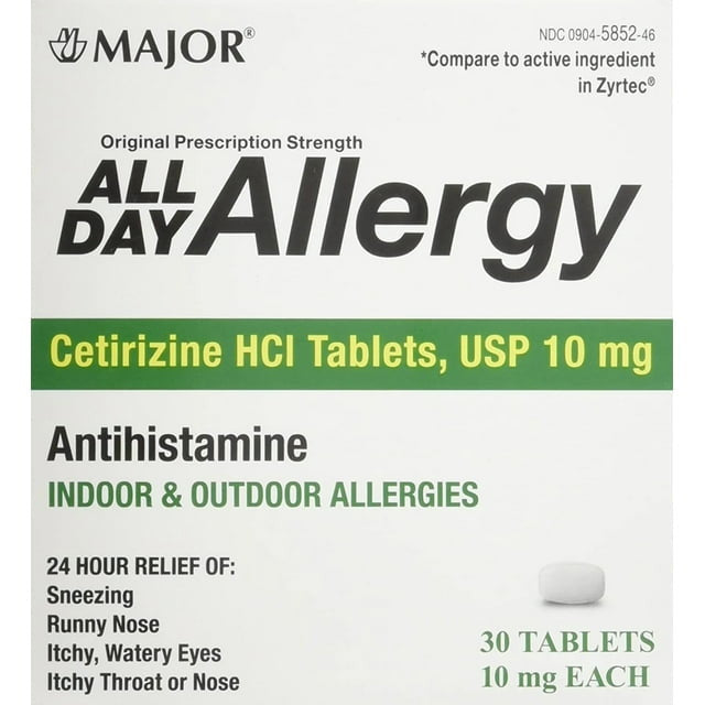 Major Pharmaceuticals Cetirizine All Day Allergy, 30 Ea