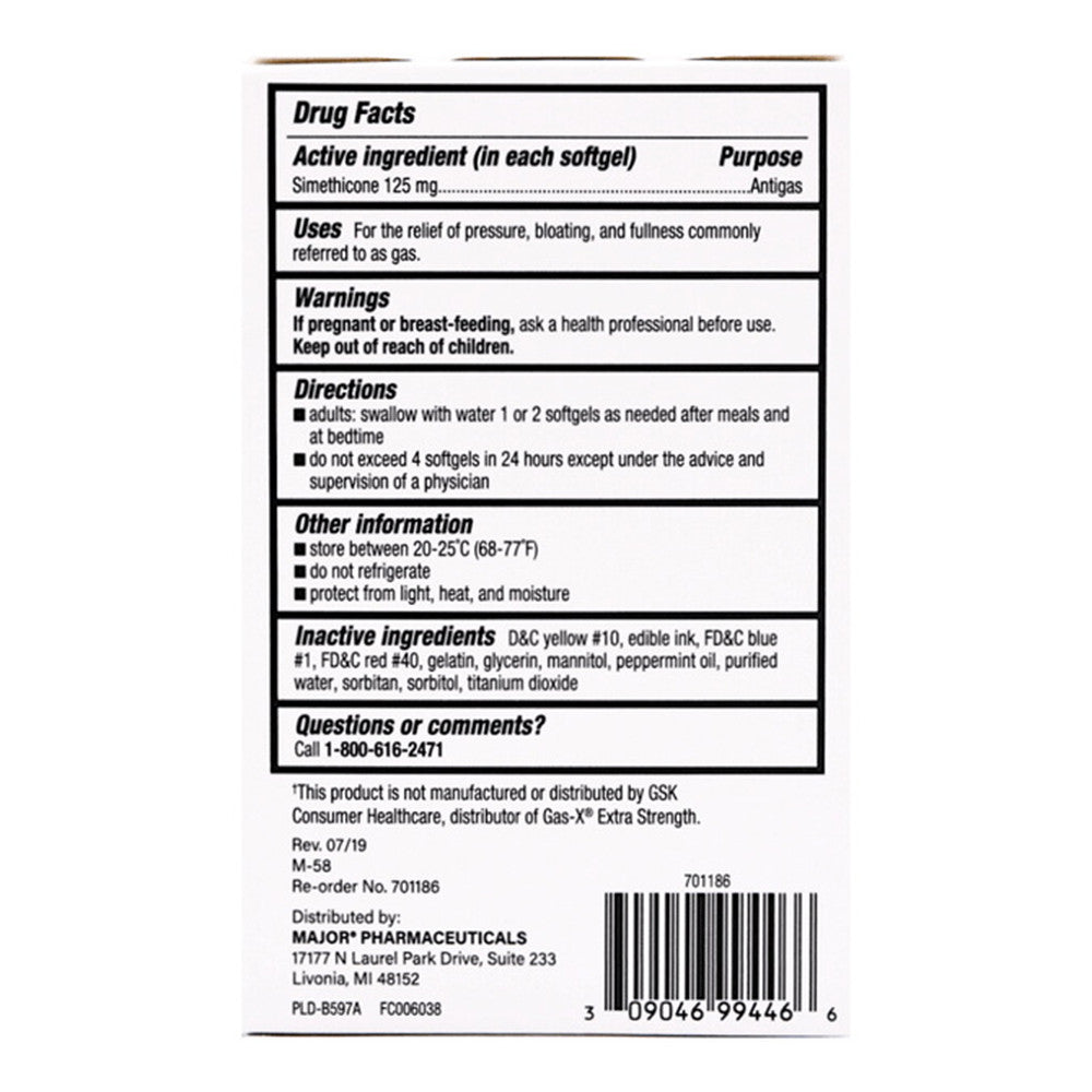 Major Extra Strength Gas Relief Softgels, 30 Ea