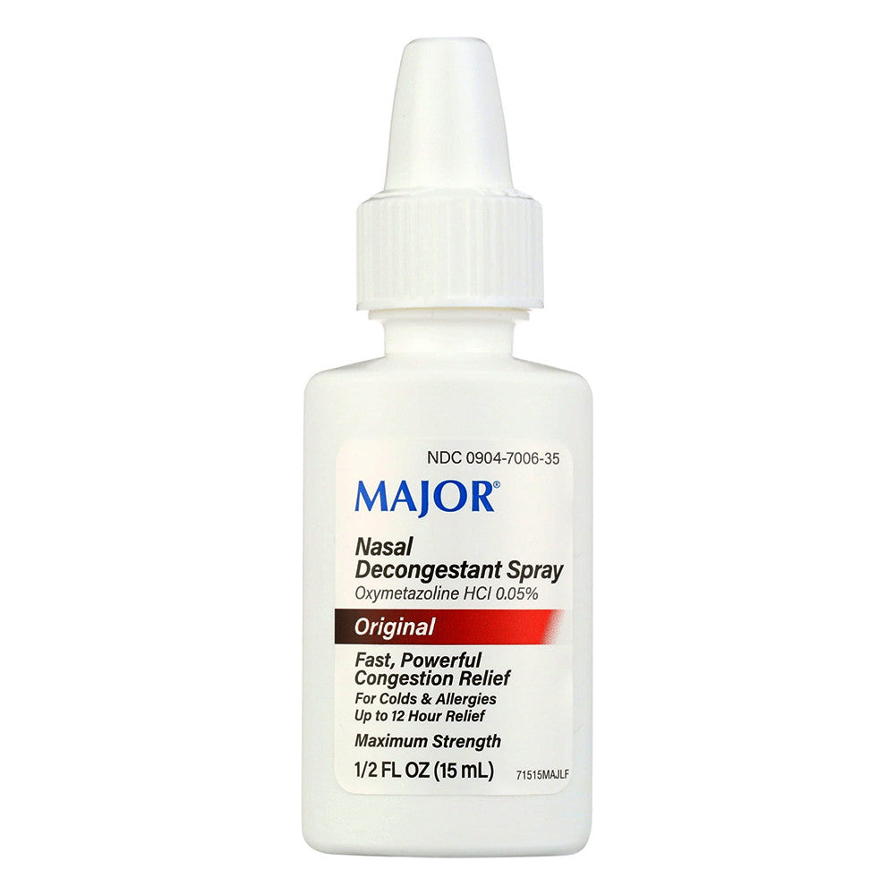 Major Original Nasal Decongestant Spray for Colds and Allergies 12 Hour Relief Maximum Strength, 0.5 Oz