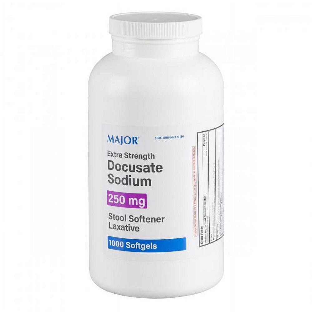 Major Extra Strength Stool Softener Laxative Docusate Sodium 250 Mg Softgels, 1000 Ea