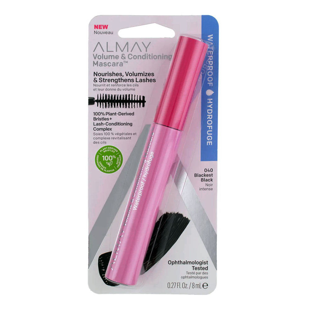 Almay Volume and Conditioning Waterproof Mascara, Blackest Black, 1 Ea