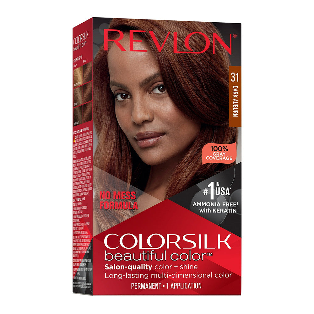 Revlon Colorsilk Beautiful Color Long Lasting Permanent Hair Color, 31 Dark Auburn, 1 Ea