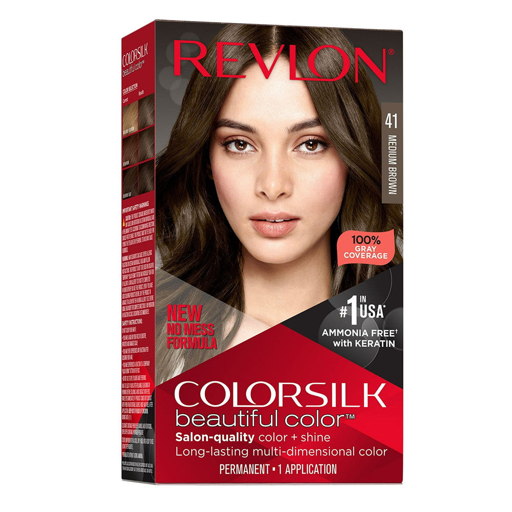 Revlon Colorsilk Beautiful Color Permanent Hair Color, 41 Medium Brown, 1 Ea