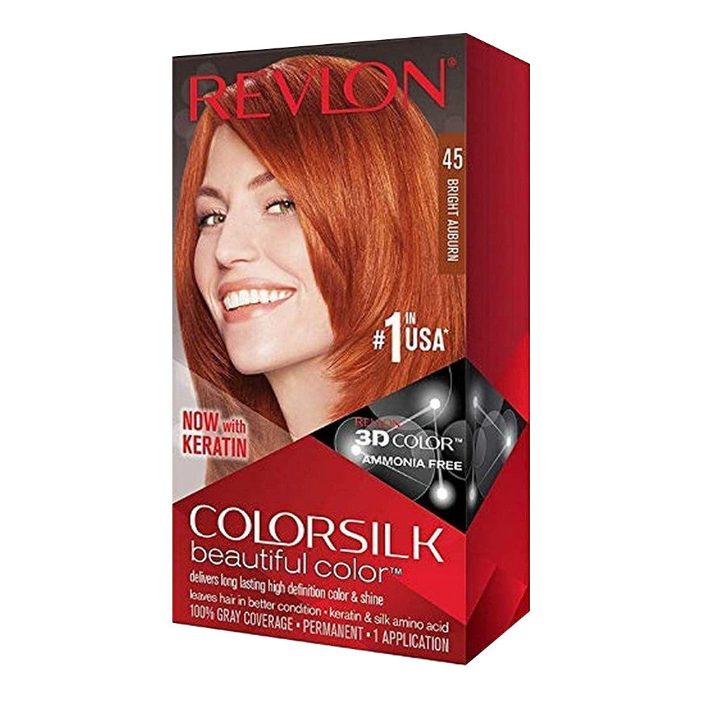 Revlon Colorsilk Beautiful Color Permanent Hair Color, 45 Bright Auburn, 1 Ea
