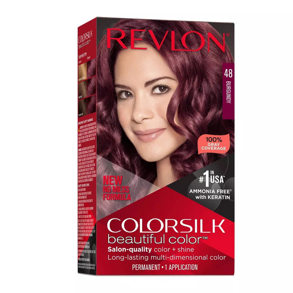 Revlon Color Silk Beautiful Color Permanent Hair Color, 48 Burgundy, 1 Ea