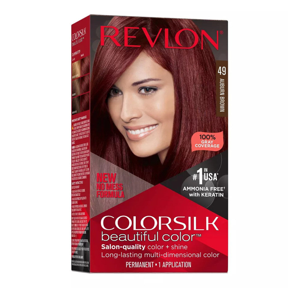 Revlon Colorsilk Beautiful Color Permanent Hair Color, 49 Auburn Brown, 1 Ea
