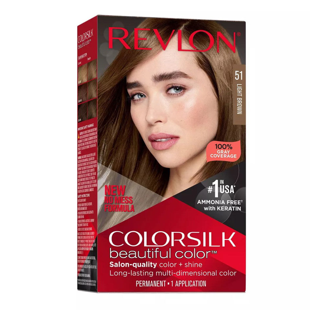Revlon Colorsilk Beautiful Color Permanent Hair Color, 51 Light Brown, 1 Ea