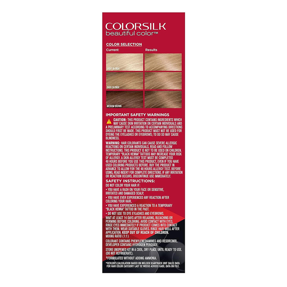 Revlon Colorsilk Beautiful Color Long Lasting Permanent Hair Color, 70 Medium Ash Blonde, 1 Ea
