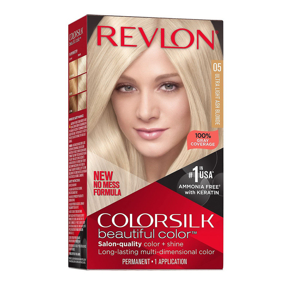 Revlon Color Silk Beautiful Color Permanent Hair Color, 05 Ultra Light  Ash Blonde, 1 Ea