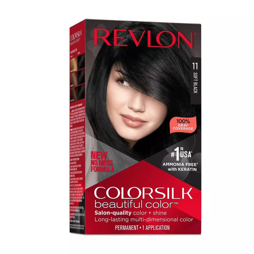 Colorsilk By Revlon, Ammonia-Free Permanent,Haircolor, 11 Soft Black, 1 Ea