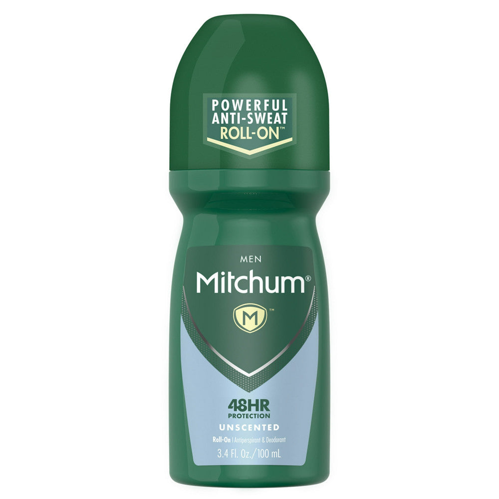 Mitchum Roll-On Antiperspirant and Deodorant for Men, Unscented, 3.4 Oz