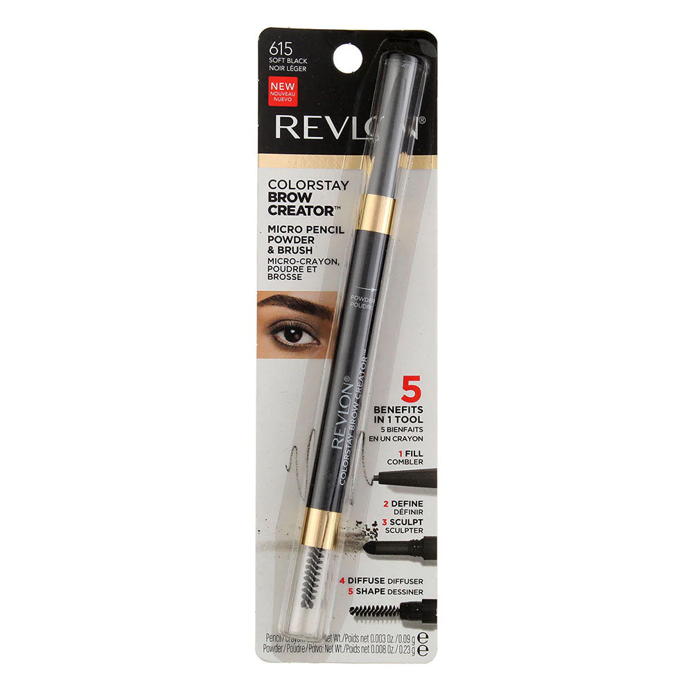 Revlon ColorStay Brow Creator Eyebrow Pencil, Soft Black, 1 Ea
