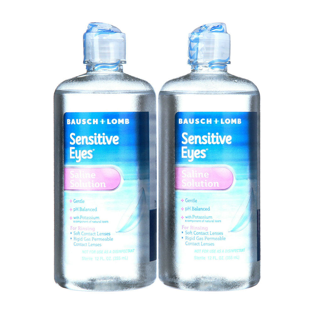Bausch And Lomb Sensitive Eyes Plus Saline Solution, Twin Pack, 24 Oz