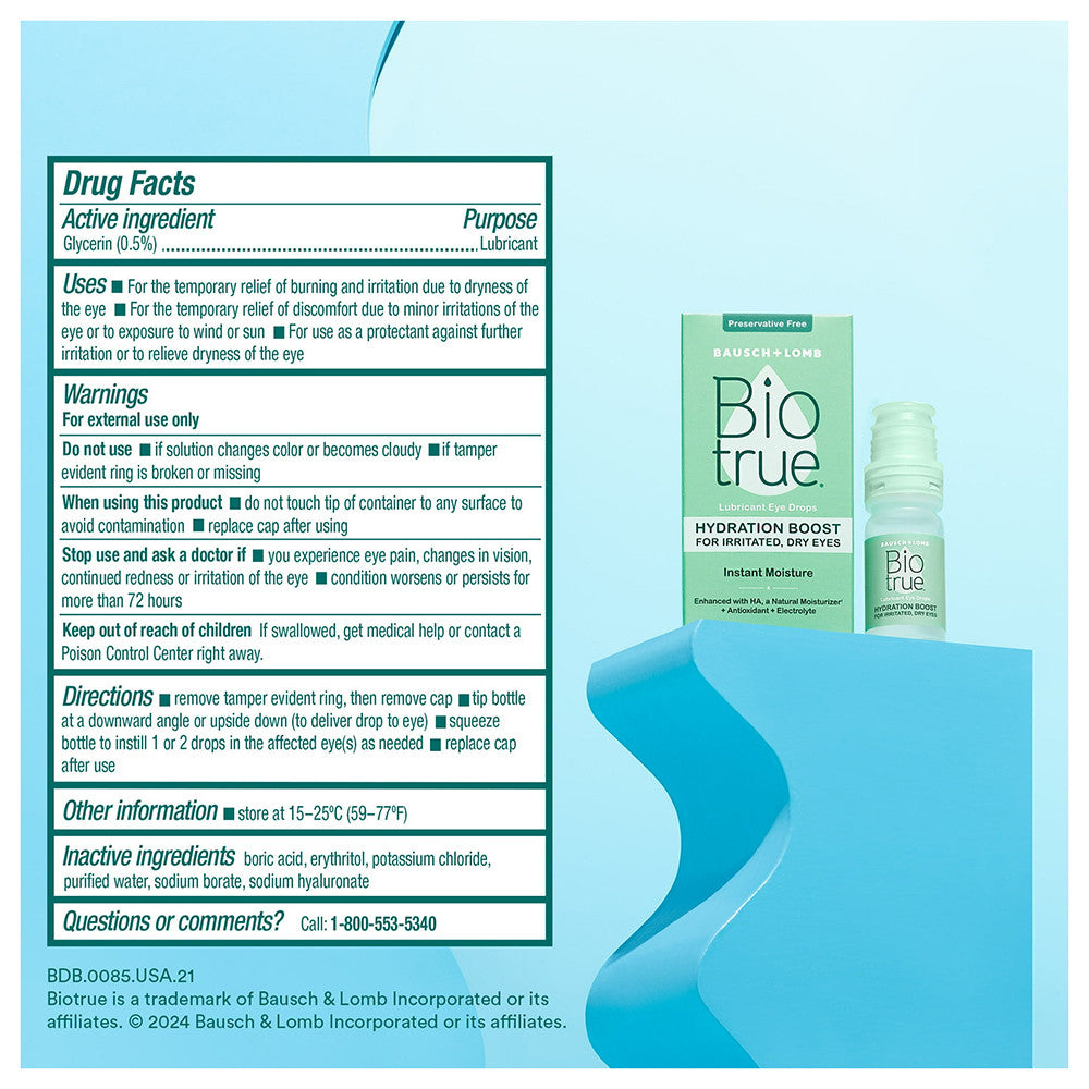 Biotrue Hydration Boost Lubricant Dry Eye Drops, 0.33 Oz
