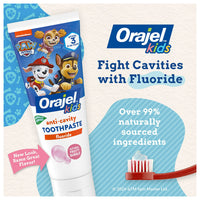 Orajel Kids Paw Patrol Anti-Cavity Fluoride Toothpaste, Natural Fruity Bubble Flavor, 4.2 Oz